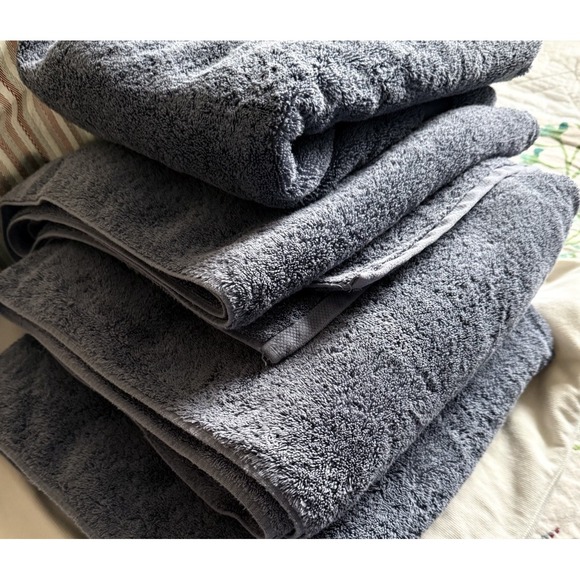 Matouk Set of 4 Lotus 30"W x 56"L Bath Towels Blue Lake 100% Cotton Portugal - Picture 13 of 15